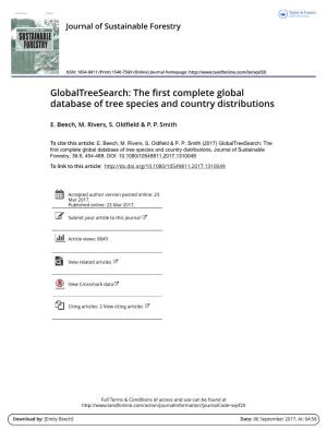 The First Complete Global Database of Tree Species and Country Distributions