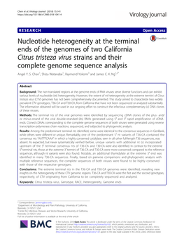 Nucleotide Heterogeneity at the Terminal Ends of the Genomes of Two California Citrus Tristeza Virus Strains and Their Complete Genome Sequence Analysis Angel Y