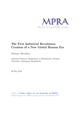 The First Industrial Revolution: Creation of a New Global Human Era