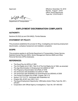 Employment Discrimination Complaints Procedure