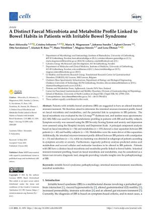 A Distinct Faecal Microbiota and Metabolite Profile Linked to Bowel Habits in Patients with Irritable Bowel Syndrome