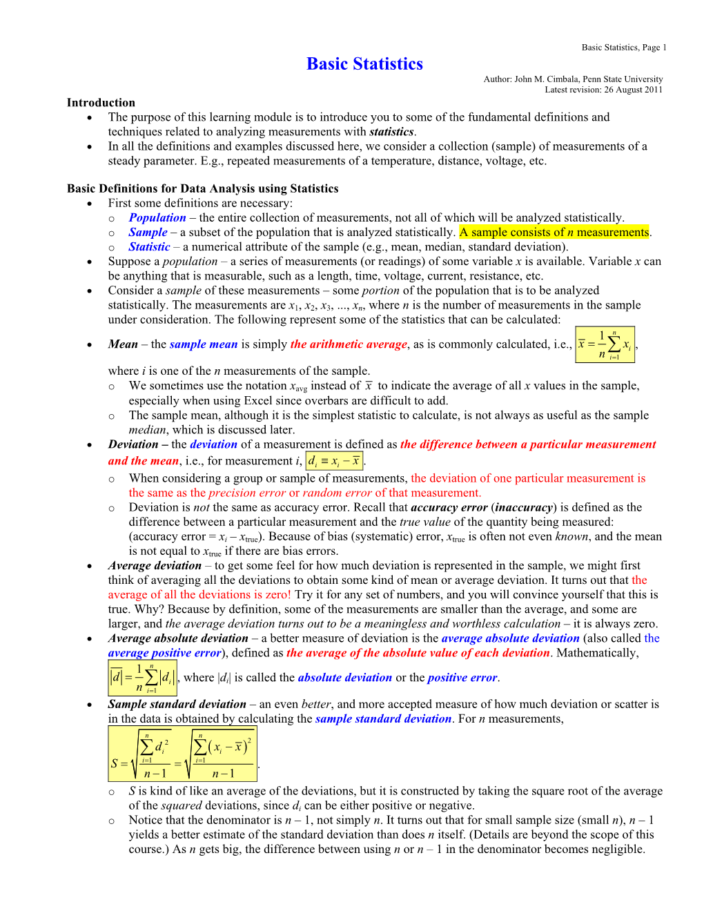 Basic Statistics = ∑