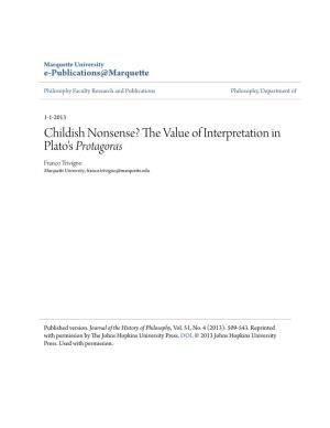 The Value of Interpretation in Plato's Protagoras