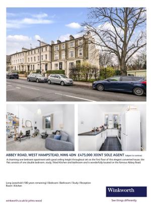 Abbey Road, West Hampstead, Nw6 4Dn £475,000 Joint Sole