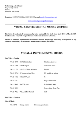 Vocal & Instrumental Music