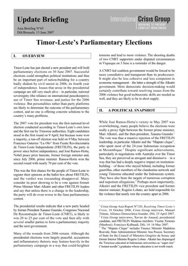 Timor-Leste's Parliamentary Elections