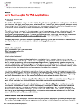 Java Technologies for Web Applications