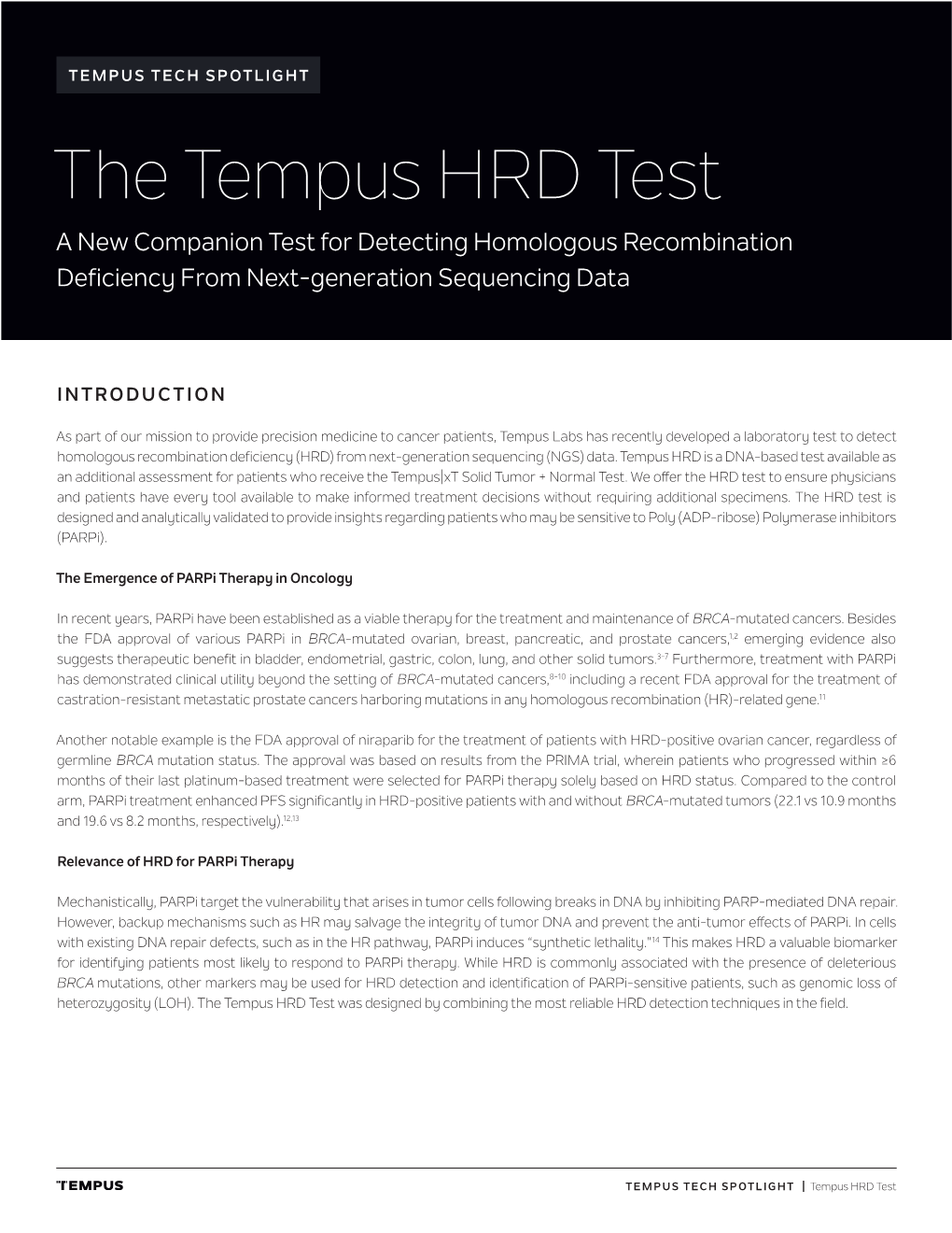 The Tempus HRD Test a New Companion Test for Detecting Homologous Recombination Deficiency from Next-Generation Sequencing Data