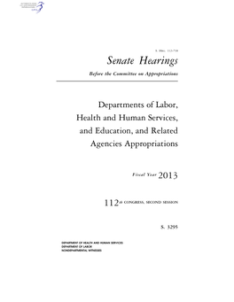 Senate Hearings Before the Committee on Appropriations