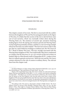 STRATAGEMS for the AGE Introduction Is Chapter Consists of Two Texts. E First Is Concerned with the Conflict Between the Kingdom