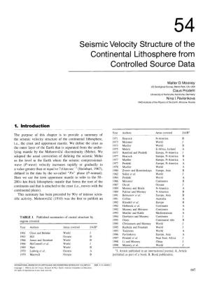 Seismic Velocity Structure of the Continental Lithosphere from Controlled Source Data