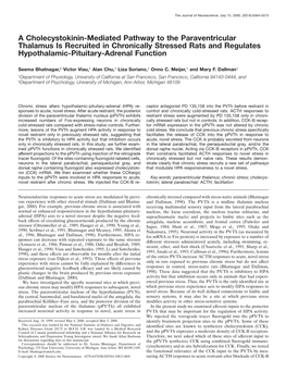 A Cholecystokinin-Mediated Pathway to the Paraventricular Thalamus Is Recruited in Chronically Stressed Rats and Regulates Hypothalamic-Pituitary-Adrenal Function