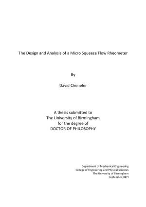 The Design and Analysis of a Micro Squeeze Flow Rheometer