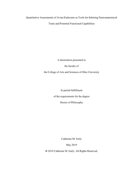 Quantitative Assessments of Avian Endocasts As Tools for Inferring Neuroanatomical