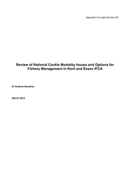 Review of National Cockle Mortality Issues and Options for Fishery Management in Kent and Essex IFCA