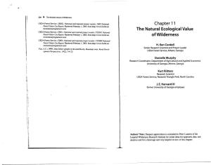 Chapter 11 the Natural Ecological Value of Wilderness