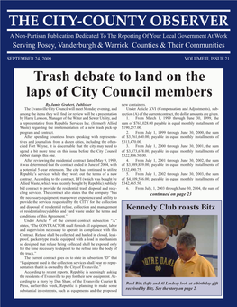 Trash Debate to Land on the Laps of City Council Members by Jamie Grabert, Publisher New Containers