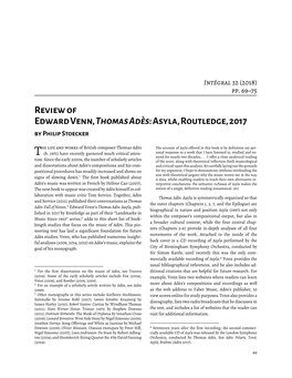 Review of Edwardvenn,Thomasadès:Asyla,Routledge,2017 by Philip Stoecker