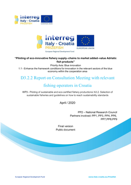 D3.2.2 Report on Consultation Meeting with Relevant Fishing Operators in Croatia