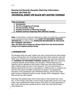 Technical Essay on Slack Key Guitar Tunings