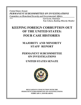 Keeping Foreign Corruption out of the United States: Four Case Histories