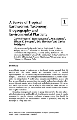 A Survey of Tropical Earthworms 3