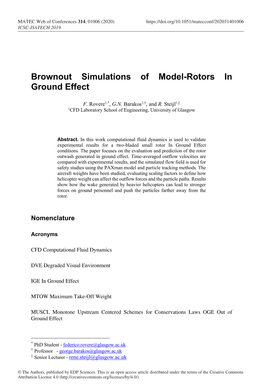 Brownout Simulations of Model-Rotors in Ground Effect