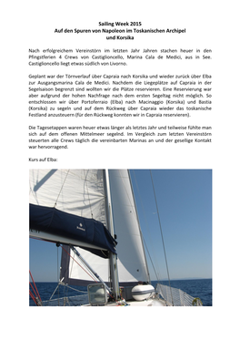Sailing Week 2015 Auf Den Spuren Von Napoleon Im Toskanischen Archipel Und Korsika