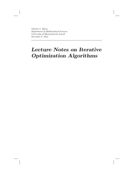 Lecture Notes on Iterative Optimization Algorithms