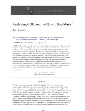 MTO 23.4: Komaniecki, Analyzing Collaborative Flow in Rap Music