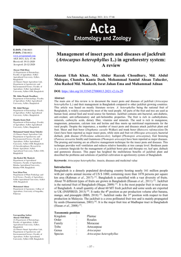 Management of Insect Pests and Diseases of Jackfruit (Artocarpus