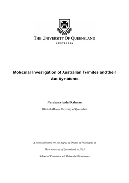Molecular Investigation of Australian Termites and Their Gut Symbionts