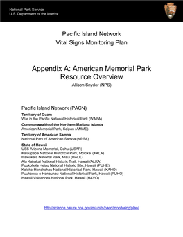 Appendix A: American Memorial Park Resource Overview Allison Snyder (NPS)