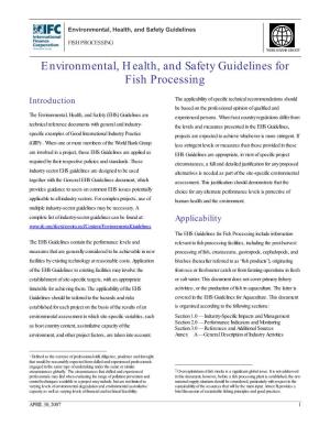 Environmental, Health, and Safety Guidelines for Fish Processing
