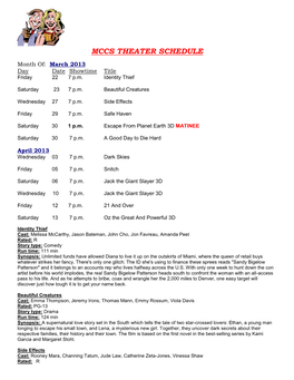 Mccs Theater Schedule
