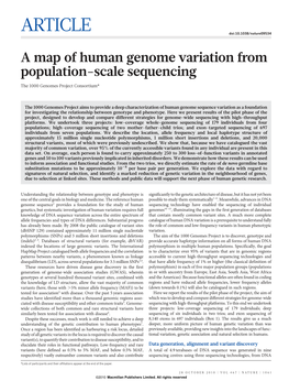 A Map of Human Genome Variation from Population-Scale Sequencing