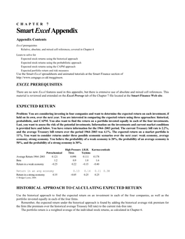 CHAPTER 7 Smart Excel Appendix Appendix Contents
