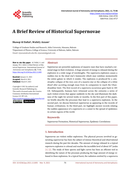 A Brief Review of Historical Supernovae