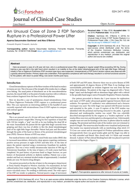 An Unusual Case of Zone 2 FDP Tendon Rupture in a Professional Power Lifter