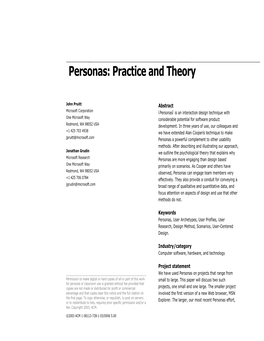 Personas: Practice and Theory