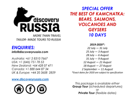 Special Offer the Best of Kamchatka