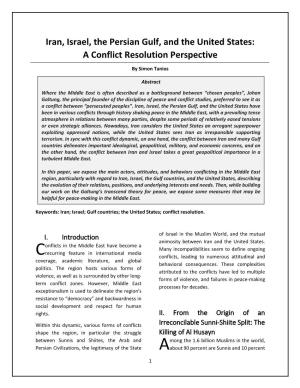 Iran, Israel, the Persian Gulf, and the United States: a Conflict Resolution Perspective