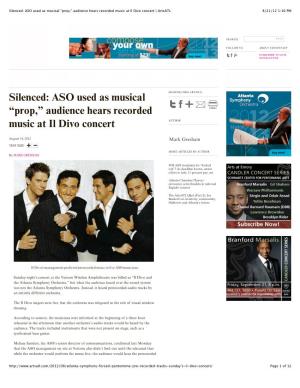 Audience Hears Recorded Music at Il Divo Concert | Artsatl 8/21/12 1:10 PM