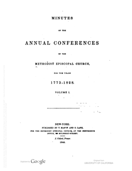 Minutes of the Annual Conferences of the Methodist Episcopal Church For
