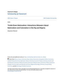 Interactions Between Liberal Nationalism and Colonialism in the Raj and Nigeria