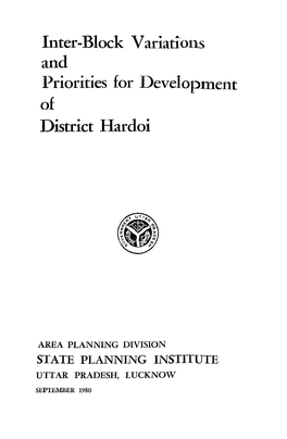 Inter-Block Variatioiiis and Priorities for Development of District Hardoi