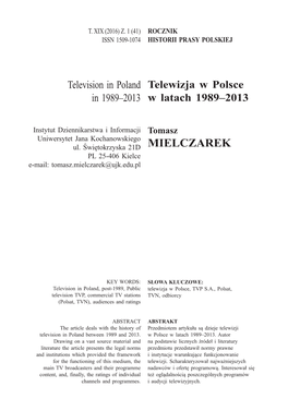 Telewizja W Polsce W Latach 1989–2013 103
