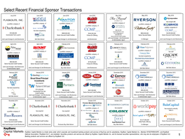 Select Recent Financial Sponsor Transactions