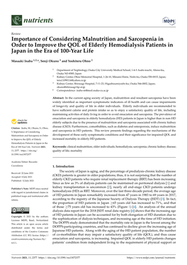 Importance of Considering Malnutrition and Sarcopenia in Order to Improve the QOL of Elderly Hemodialysis Patients in Japan in the Era of 100-Year Life