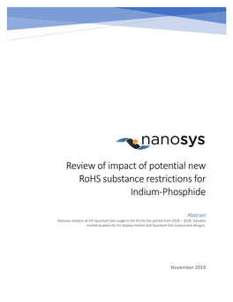 Review of Impact of Potential New Rohs Substance Restrictions for Indium-Phosphide